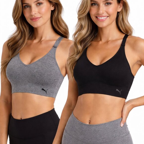 Puma Performance Ladies' Seamless Sports Bra 2 Pack, Size L - Picture 2 of 6